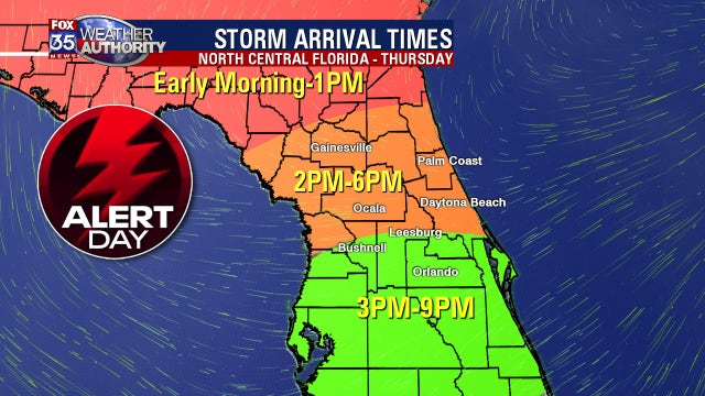 FOX 35 Severe Weather Alert Day Thursday: Strong thunderstorms, isolated tornado possible