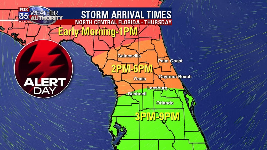 FOX 35 Severe Weather Alert Day Thursday Strong thunderstorms