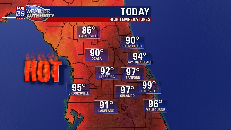 Monday's Central Florida high temperatures reach record levels; another