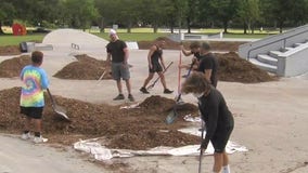 Skateboarders defy city, clearing mulch off closed course placed there as deterrent