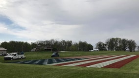 Indiana man paints enormous US flag on field to honor coronavirus health workers