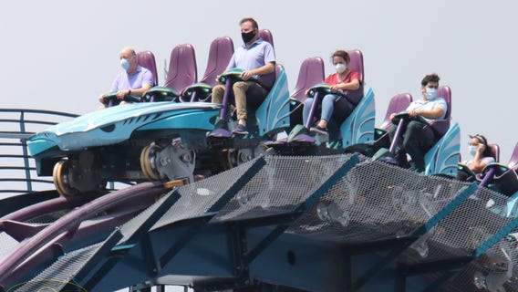 SeaWorld Orlando remains shut down but begins testing rollercoasters with riders wearing masks