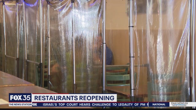 Winter Garden restaurant using clear dividers to separate tables