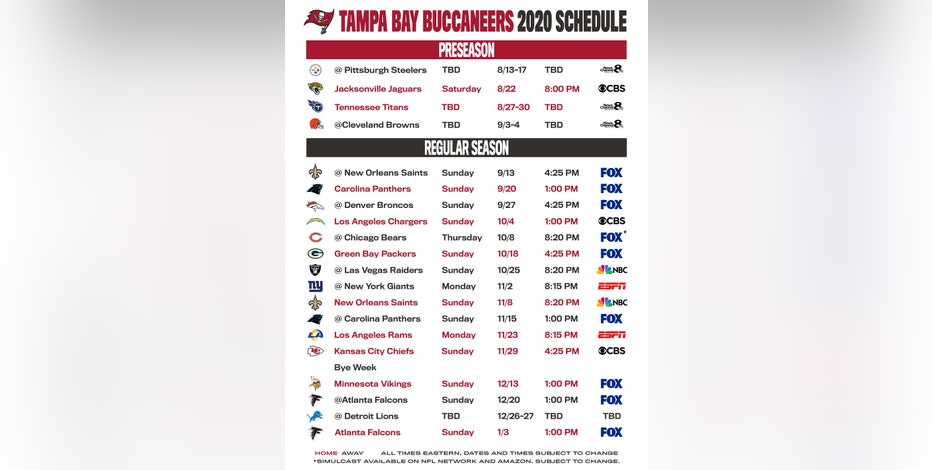 bucs regular season schedule