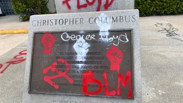 7 arrested for vandalizing Christopher Columbus statue in Miami, police say