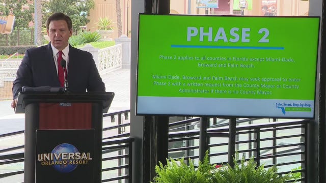 Phase two of reopening will begin in most Florida counties on Friday, Governor DeSantis announces