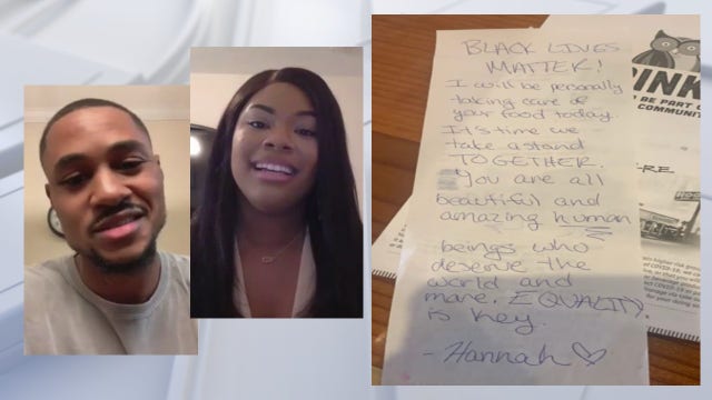 Waitress pays young couple's meal at Central Florida restaurant with hopeful message attached