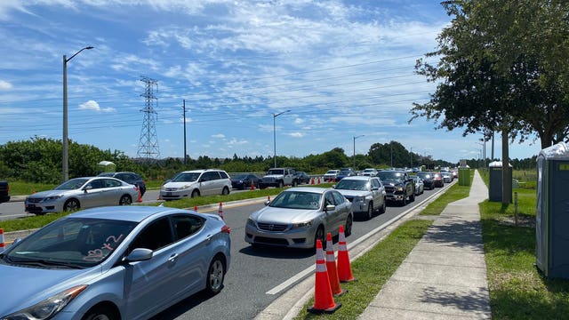 Long lines build at Orange County Convention Center coronavirus testing site