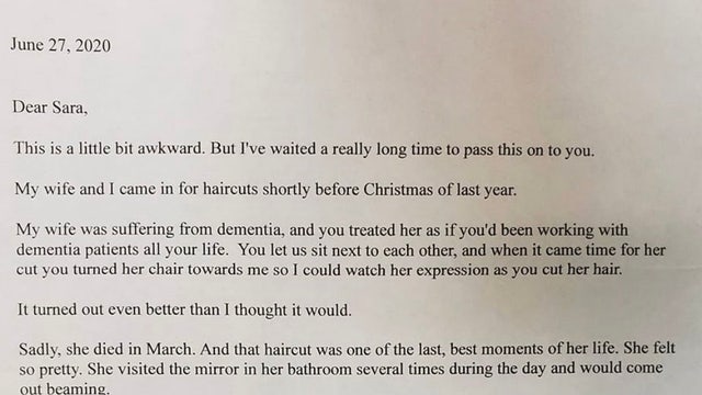 Man writes heartwarming letter to hairstylist who made his wife feel beautiful before passing away