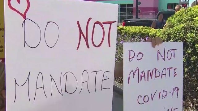 'It's not up to the government': Protesters argue against possible COVID-19 vaccine mandate