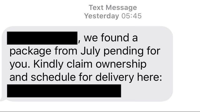 Deputies warn of 'package pending' text scam containing recipient's name, potentially dangerous link