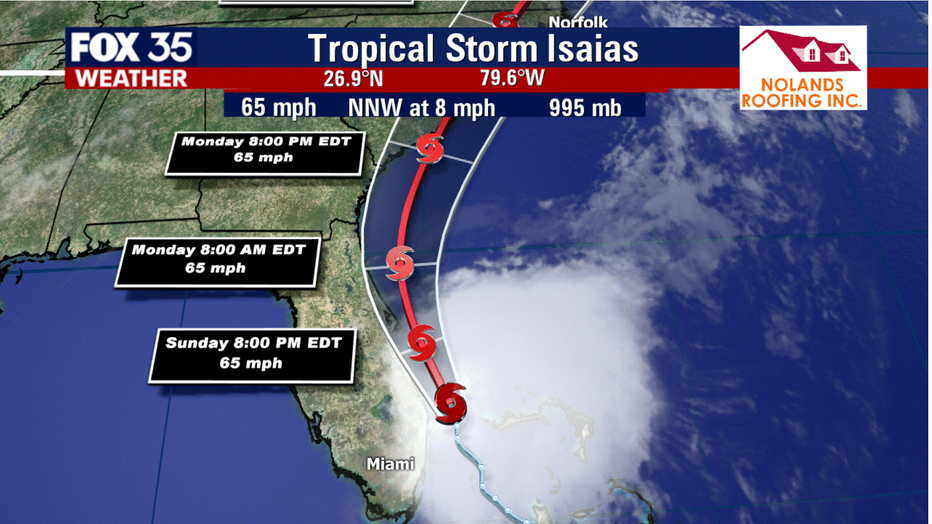 Tropical Storm Isaias Shifts East Continues Sluggish Trek Close To Florida S Coast
