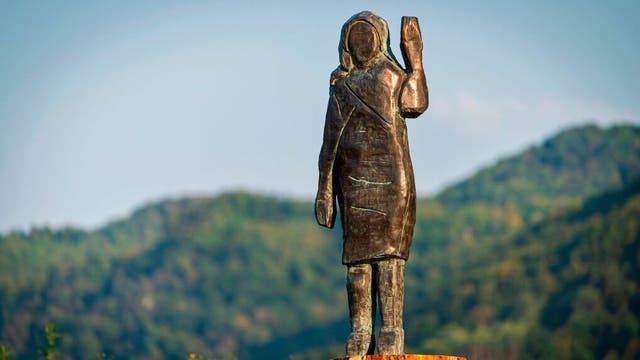 Melania Trump statue is replaced after arson attack