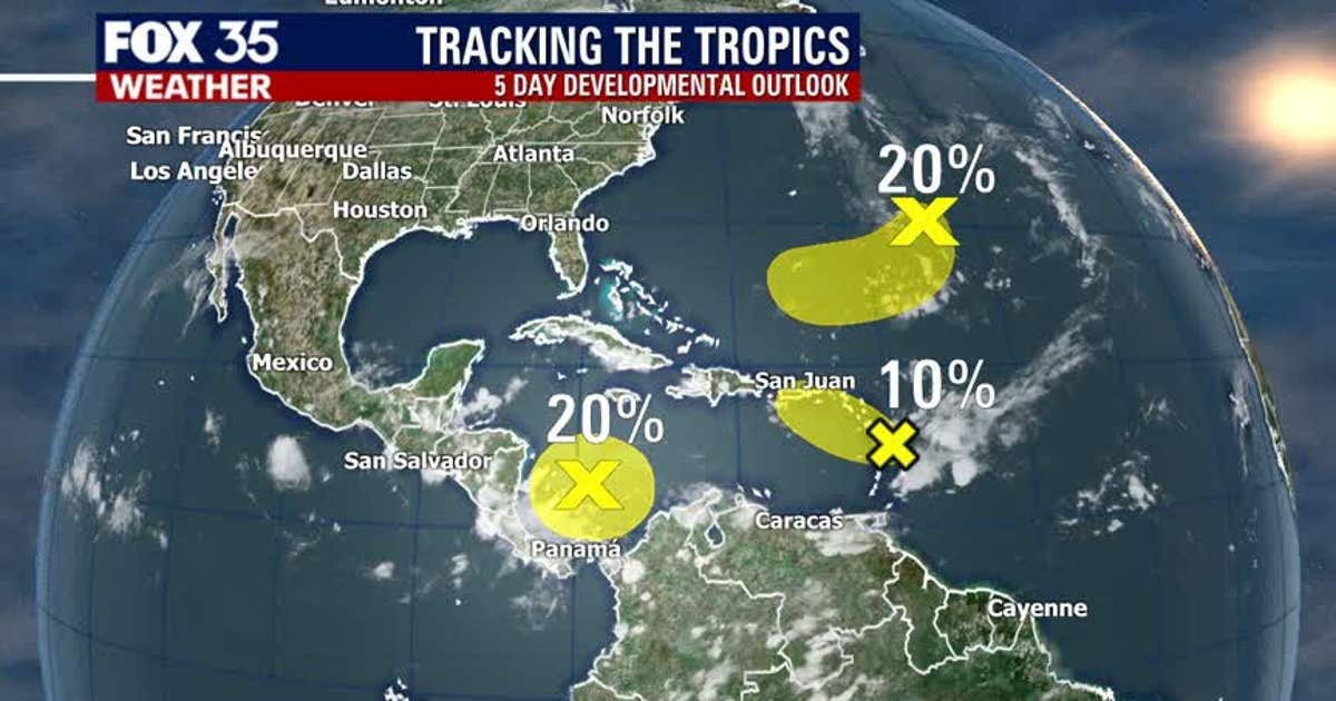 FOX 35 is monitoring three areas in the tropics that could develop ...