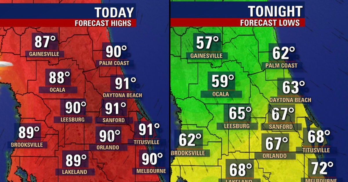 Cold front to drop temperatures into the 50s, 60s across Florida | FOX ...