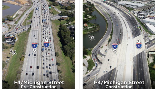 Michigan Street eastbound I-4 ramp reopens; Kaley Avenue ramp closes