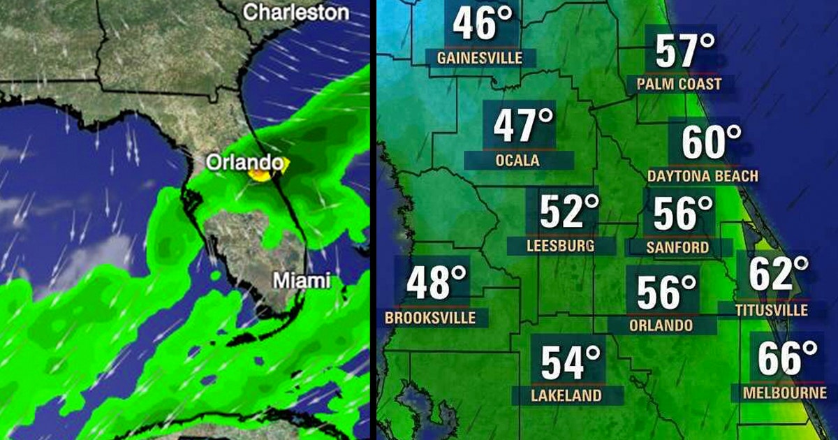 Cold front moves into Central Florida, dropping temps to the 40s, 50s ...