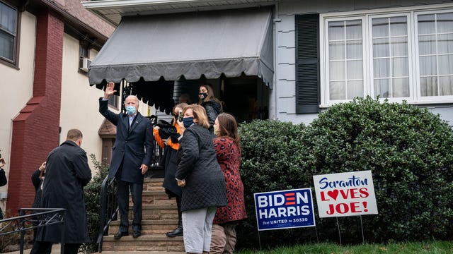 Joe Biden visits his childhood home in Pennsylvania on Election Day