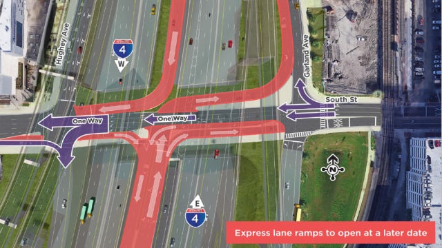 South Street under I-4 permanently shifting to westbound only