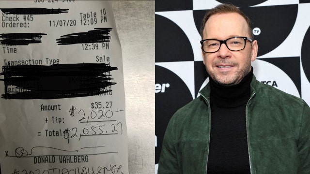 Donnie Wahlberg leaves server $2,020 tip on $35 bill