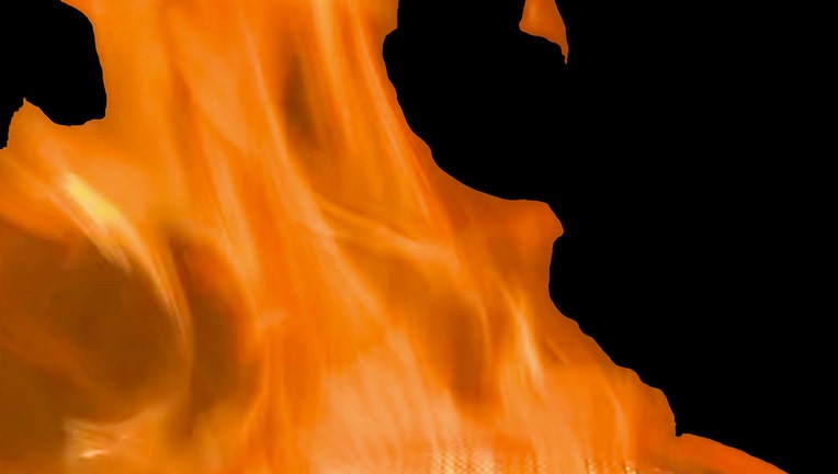 Closeup of orange flames