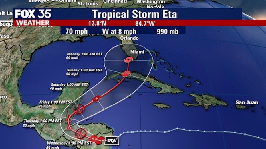 Eta could near Florida this weekend as a tropical storm