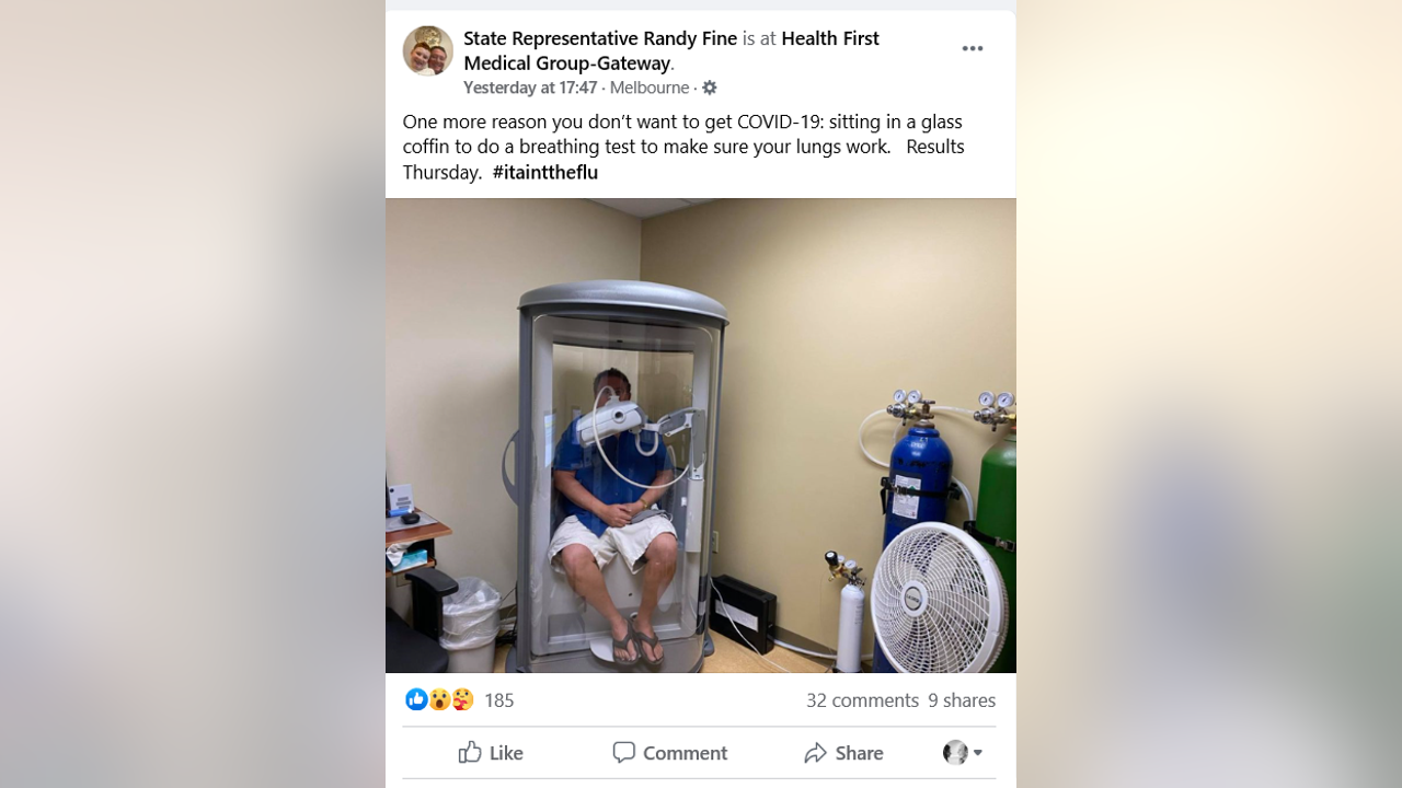 State Rep Randy Fine Continues With Testing After Covid 19 Recovery State Rep Randy Fine Continues With Testing After Covid 19 Recovery