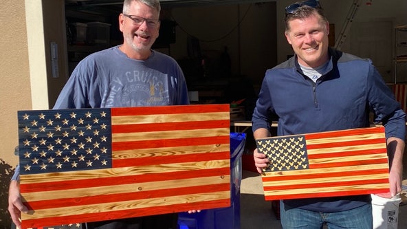 Laid-off Disney worker creates wooden American flags in his garage