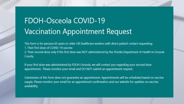 Health Dept. in Osceola County changing vaccination appointment system
