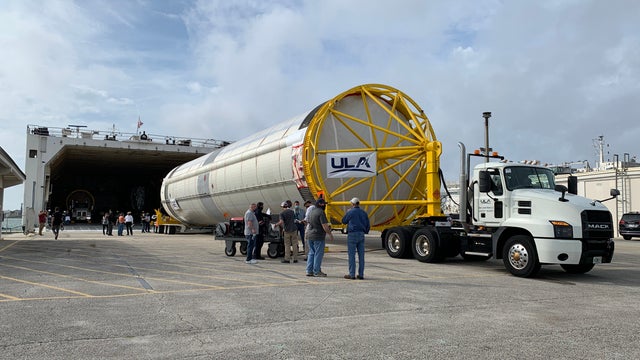 ULA Centaur booster arrives in Cape Canaveral