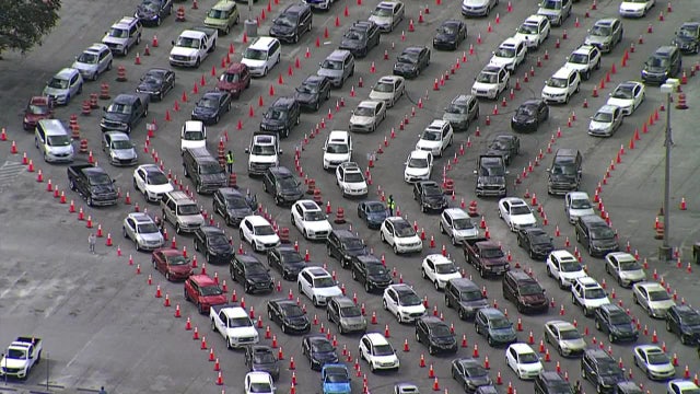 Confusion over second dose appointments creates miles-long lines at University Mall vaccination site