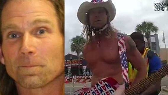 Body camera video shows 'Naked Cowboy' being arrested in Daytona Beach