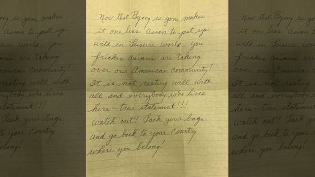 Police investigate hate crime after Asian American woman in Seal Beach receives threatening letter