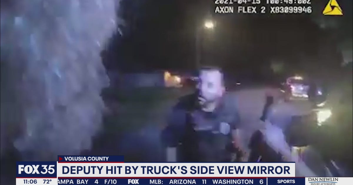 WATCH: Volusia deputy clipped by truck during traffic stop | FOX 35 Orlando