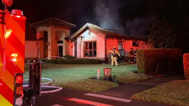 Firefighters battle flames at Lake Mary home overnight
