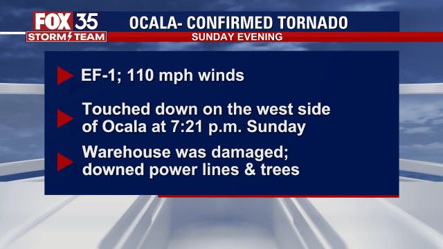 Powerful EF-1 tornado strikes near Ocala, according to NWS
