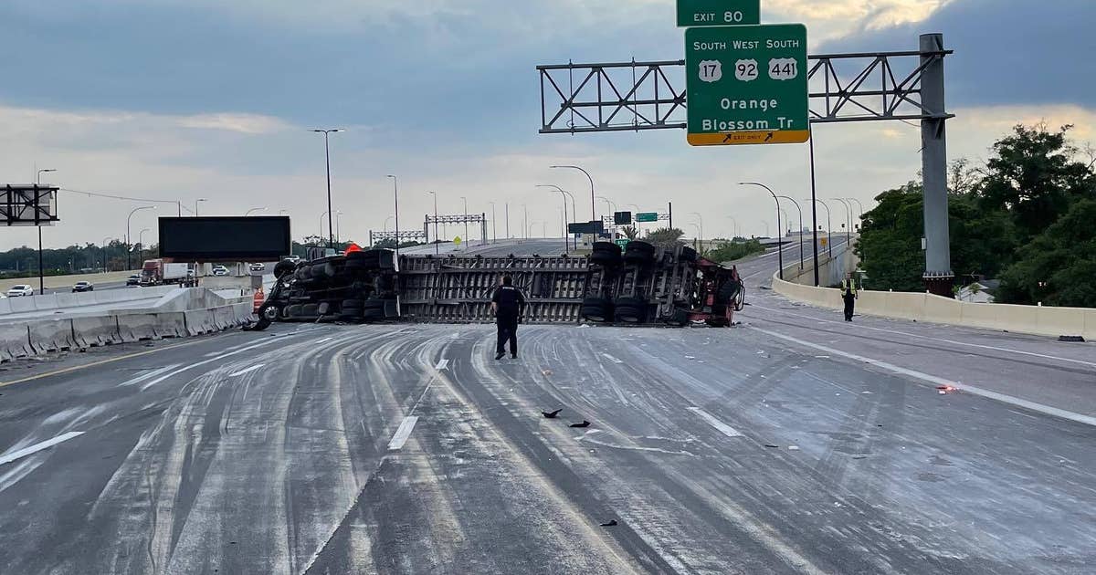 Crash involving overturned semi shuts down I-4 lanes in Orlando | FOX ...