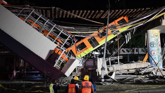 Mexico City metro overpass collapses onto road, killing 23