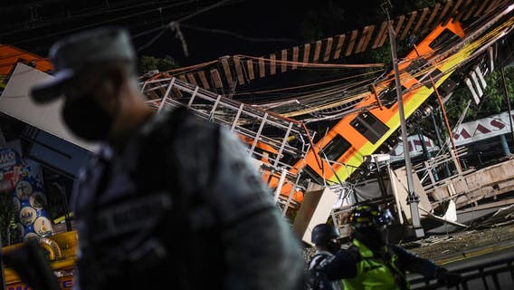 Mexico City metro overpass collapses onto road, killing at least 24