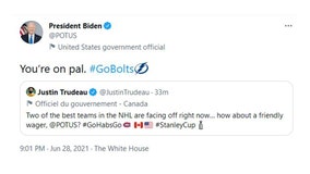 'You're on pal': Biden accepts 'friendly wager' with Trudeau on Stanley Cup winner