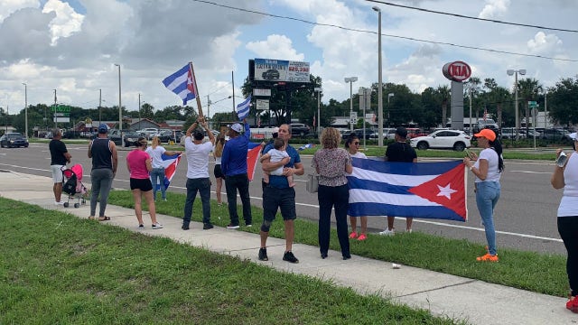 Cuban-Americans in Orlando rallying in support of loved ones in Cuba