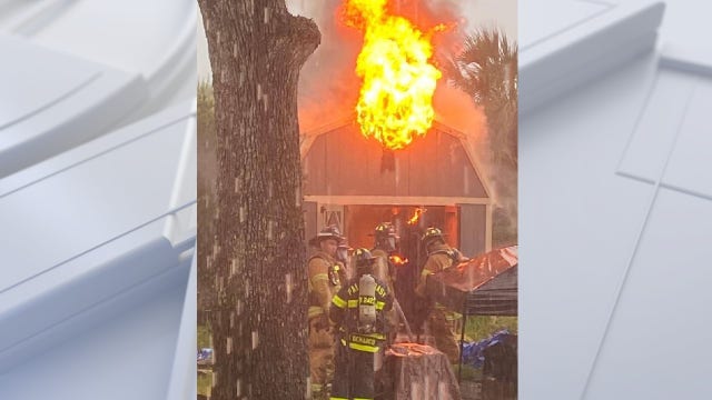 Palm Coast firefighters say lightning likely caused shed, brush fires on Monday