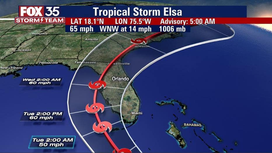 Tropical Storm Elsa strengthens slightly with Florida ...