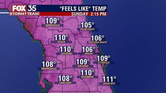 Central Florida heat index could hit 110 degrees as afternoon storms approach