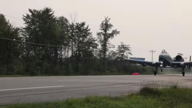 Michigan Air National Guard lands jet on highway as part of training exercise