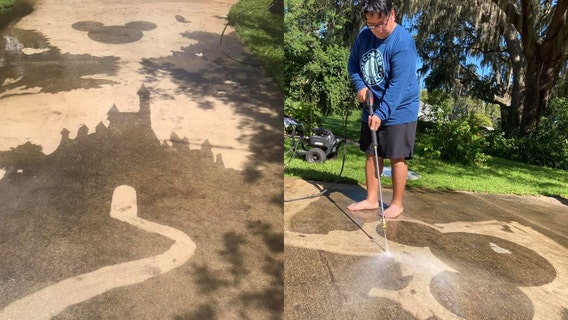 PHOTOS: Man pressure washes Mickey Mouse, Cinderella's Castle onto driveway