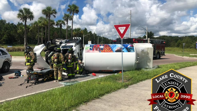 Photos: Tanker rolls over in Lake County