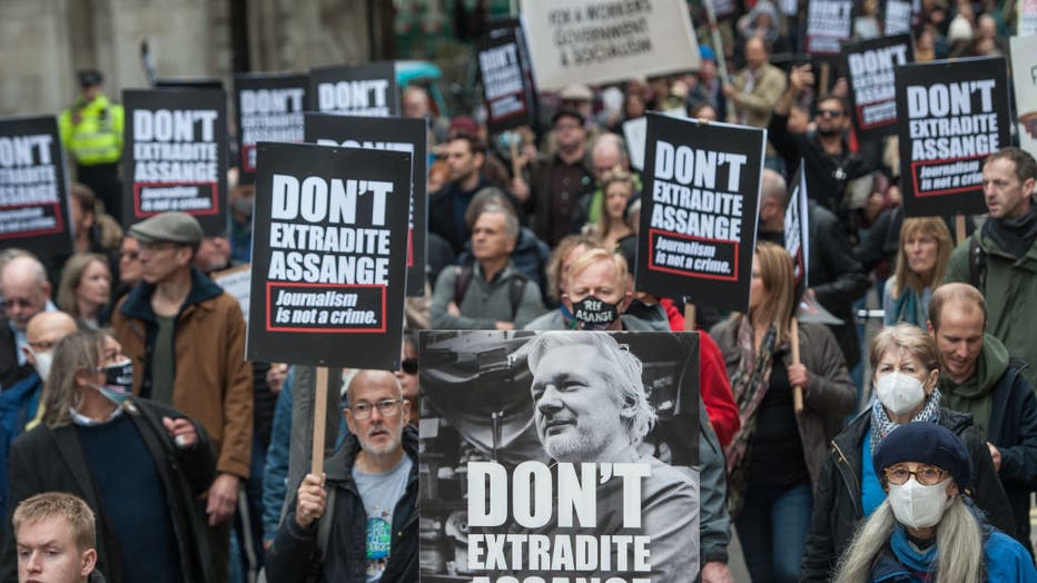 Supporters Of Julian Assange Protest Ahead Of Extradition Appeal