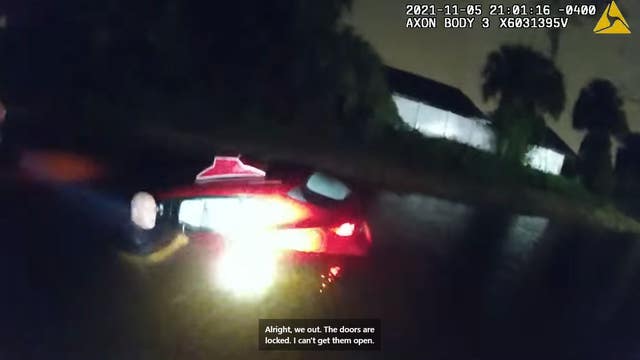 Dramatic video shows woman rescued from sinking car in Florida canal