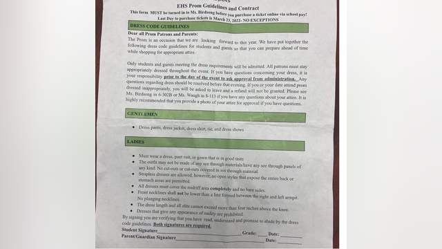 Prom Problem: Evans High School requiring dress code contract for upcoming formal
